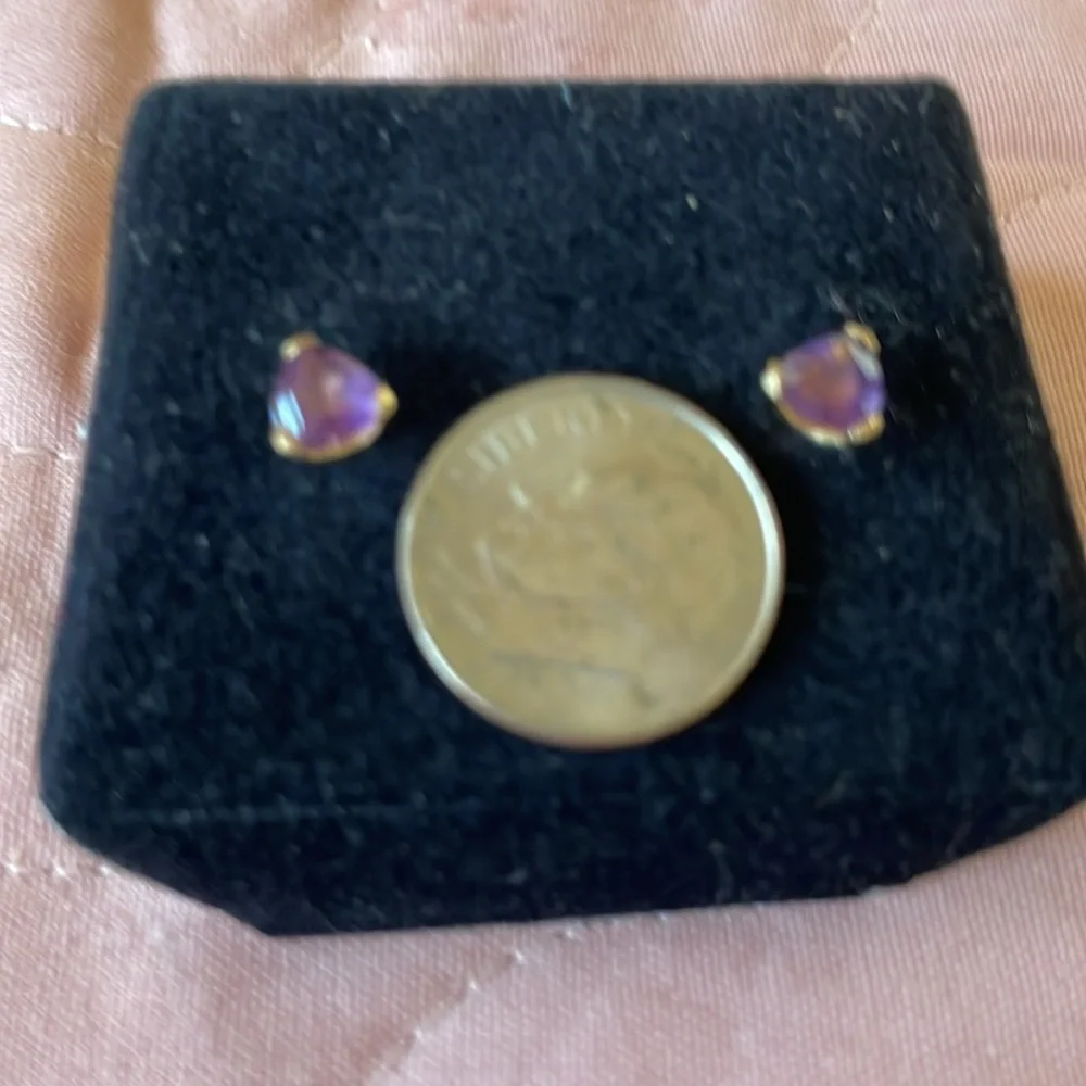 14 k gold amethyst earrings NIB